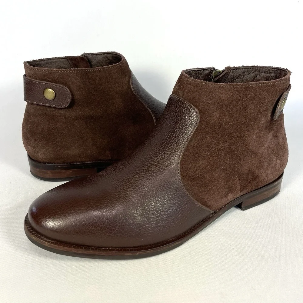 J. Jill Womens Size 8 Brown‎ Suede Leather Ankle Boots Side Zip Booties